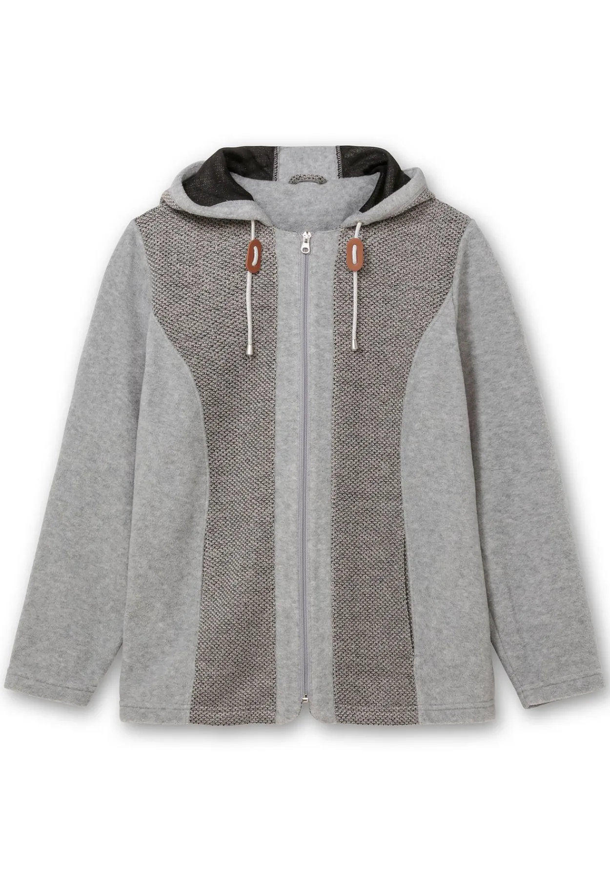 Fleecejacke mit Kapuze und Strick-Einsätzen<sheego Sale