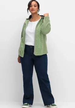 Fleecejacke mit Kapuze und Strick-Einsätzen<sheego Clearance