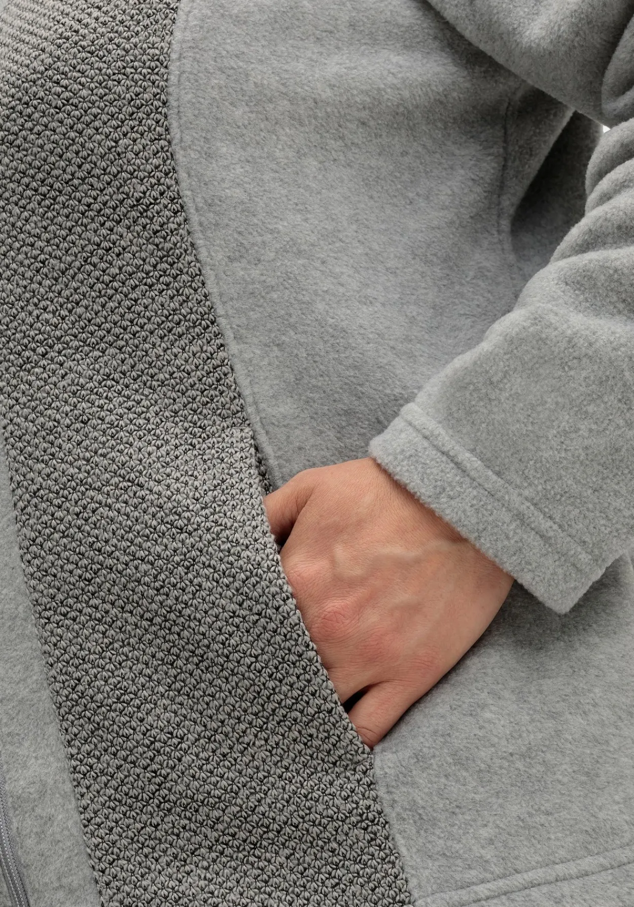 Fleecejacke mit Kapuze und Strick-Einsätzen<sheego Sale