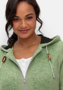 Fleecejacke mit Kapuze und Strick-Einsätzen<sheego Clearance