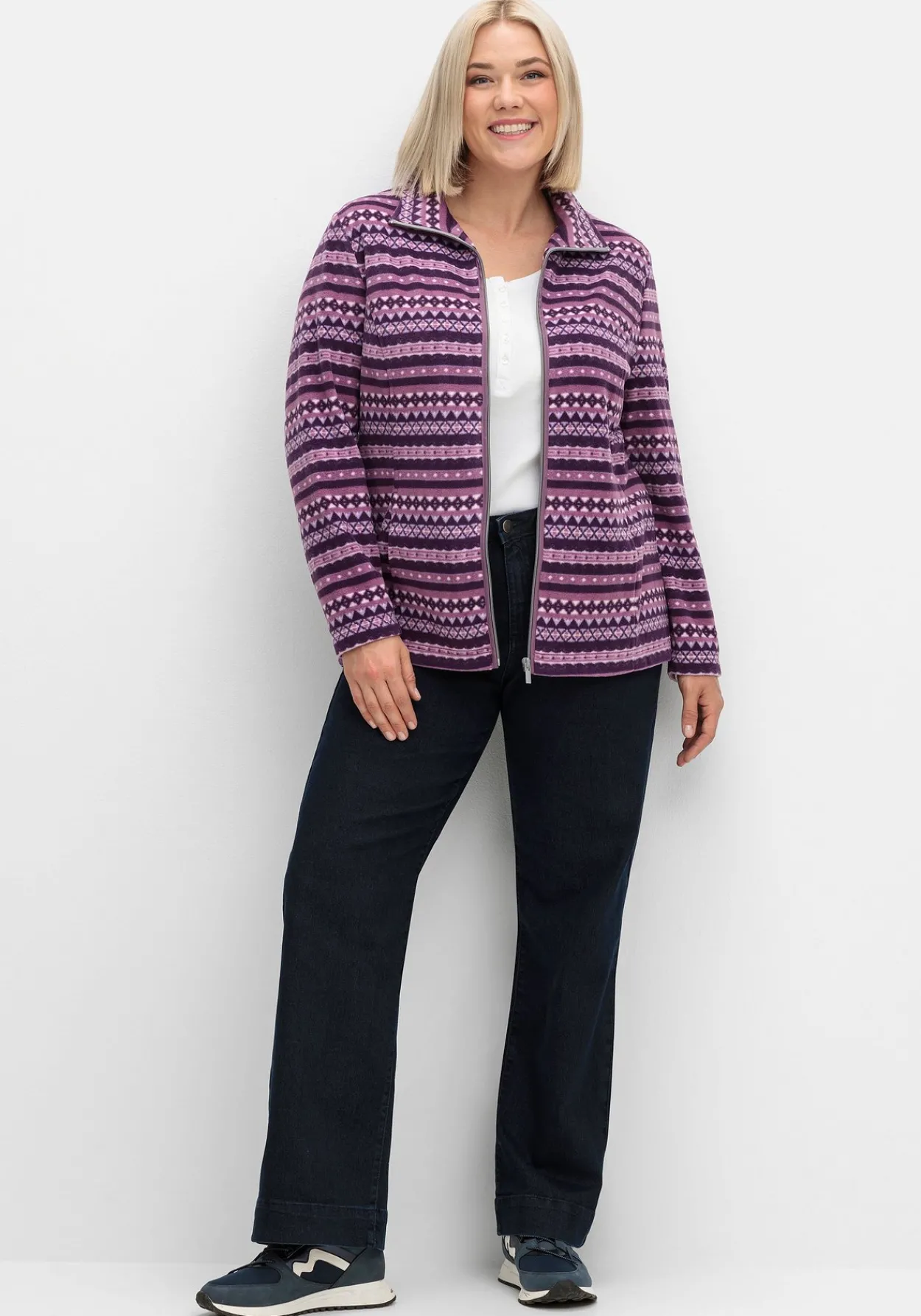 Fleecejacke mit Norweger-Allovermuster<sheego Hot