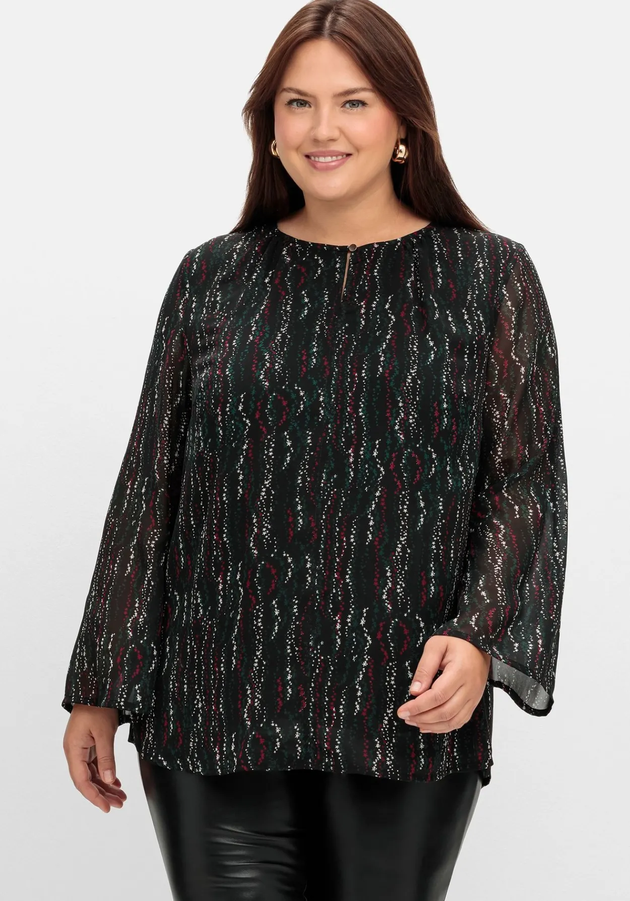 Gefütterte Chiffontunika mit Alloverprint<sheego Fashion
