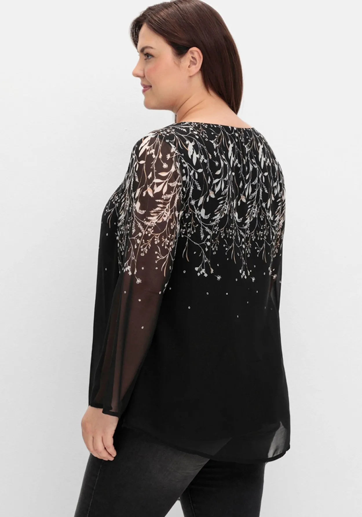 Gefütterte Chiffontunika mit Alloverprint<sheego Outlet