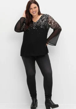 Gefütterte Chiffontunika mit Alloverprint<sheego Outlet