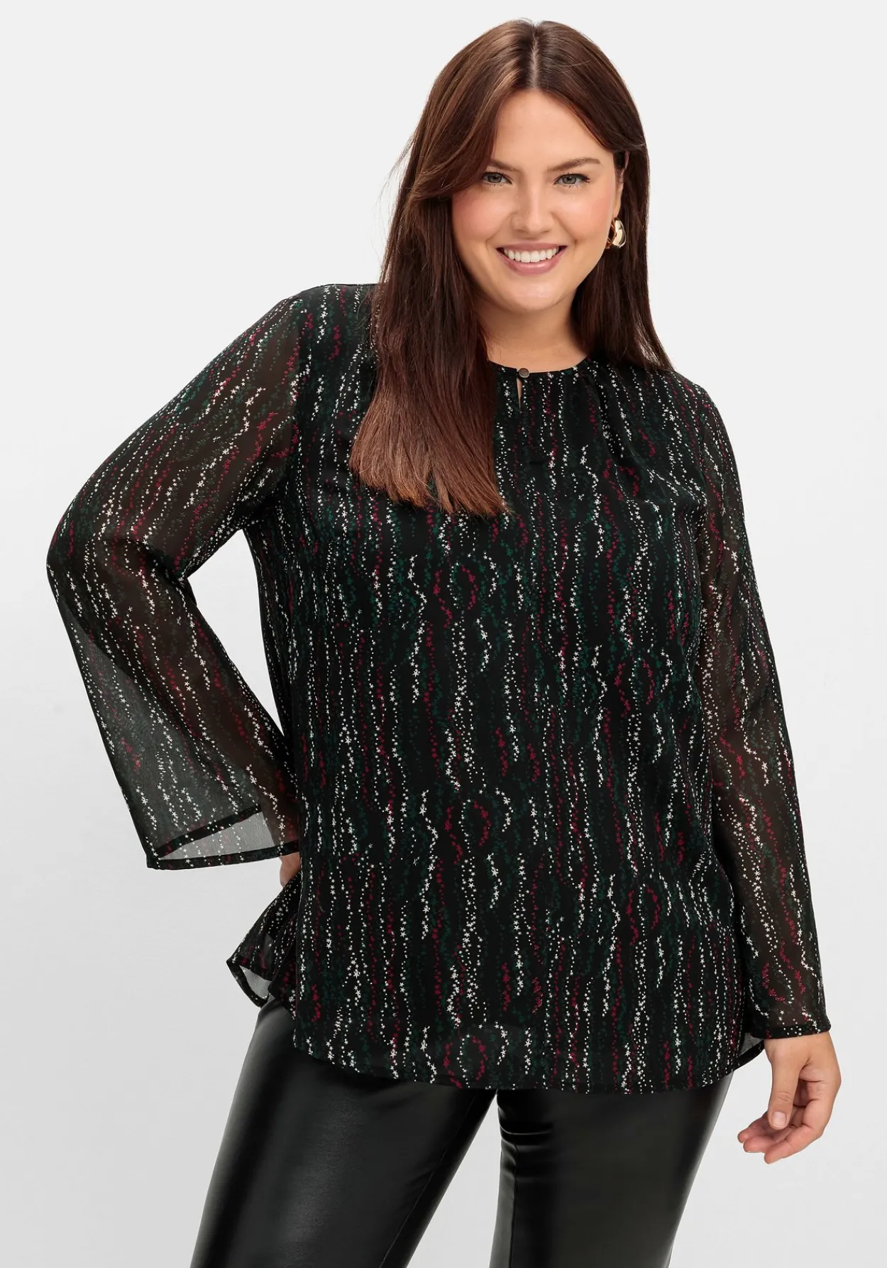 Gefütterte Chiffontunika mit Alloverprint<sheego Fashion