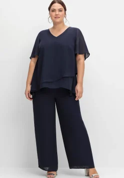 Georgette-Overall im Lagenlook, mit weitem Bein<sheego Discount
