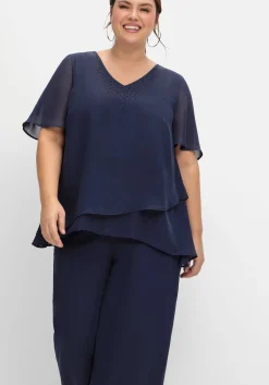 Georgette-Overall im Lagenlook, mit weitem Bein<sheego Discount