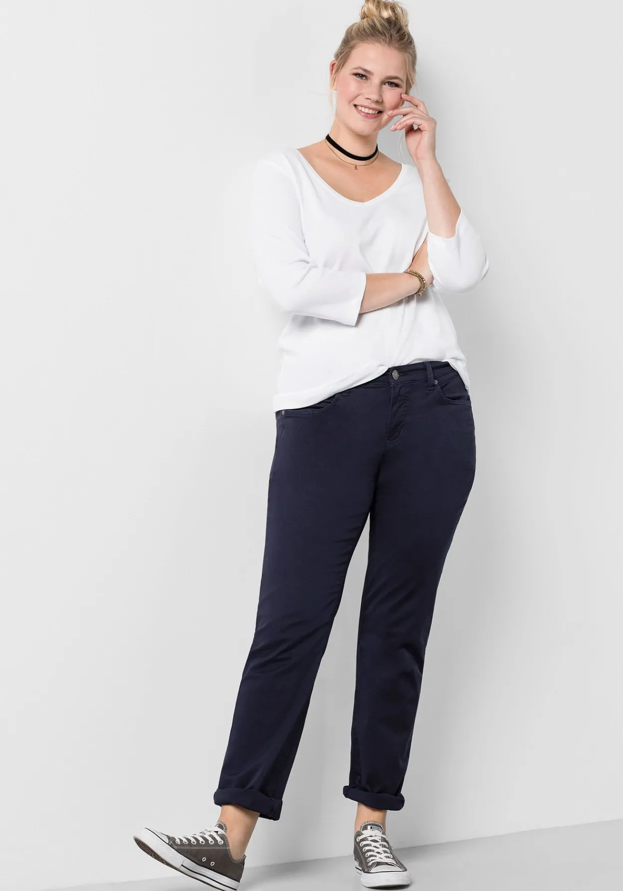 Gerade Hose aus Baumwoll-Twill<sheego Clearance