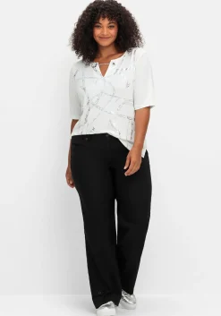 Gerade Hose mit Zierriegeln und Gürtelschlaufen<sheego Discount