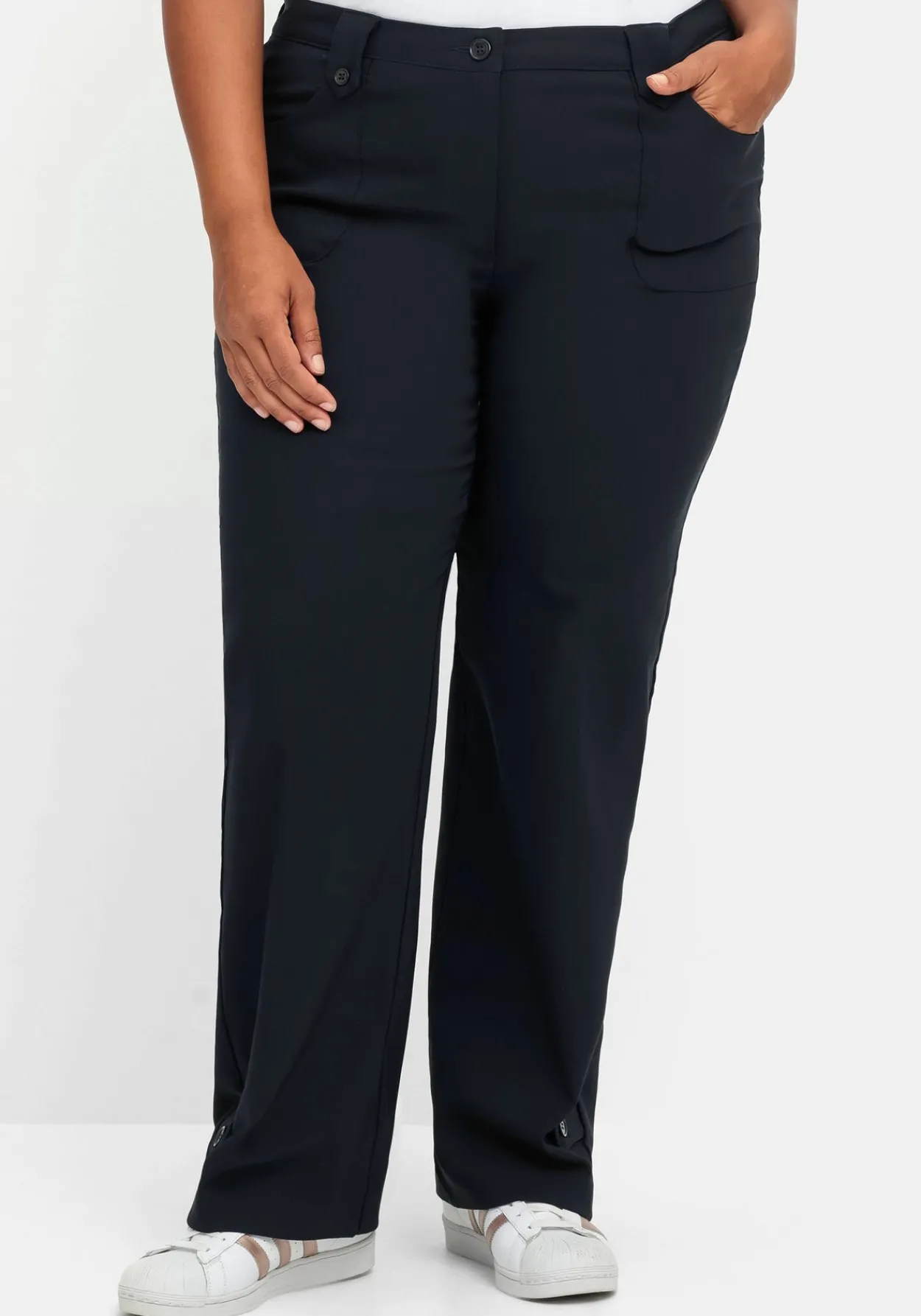 Gerade Hose mit Zierriegeln und Gürtelschlaufen<sheego Outlet