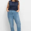 Gerade Jeans mit elastischem High-Waist-Bund<sheego Online