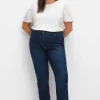 Gerade Jeans mit elastischem High-Waist-Bund<sheego Online