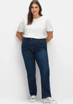 Gerade Jeans mit elastischem High-Waist-Bund<sheego Online