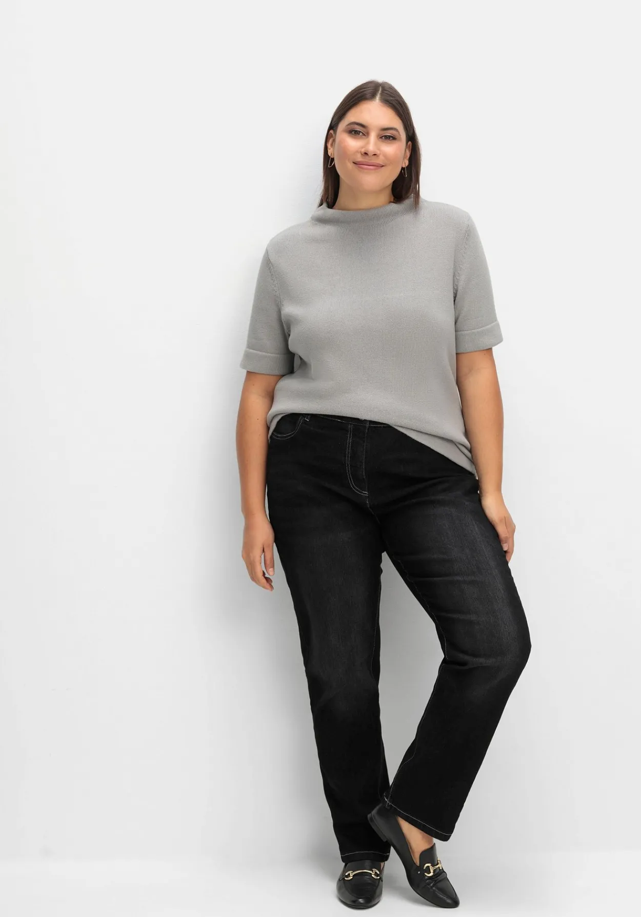 Gerade Jeans mit elastischem High-Waist-Bund<sheego Clearance
