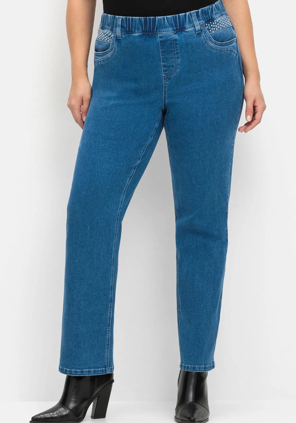 Gerade Jeans mit Gummibund und Shaping-Einsatz<sheego Clearance