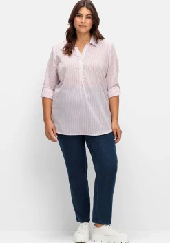 Gerade Jeans mit Smokbund und Used-Effekten<sheego Clearance