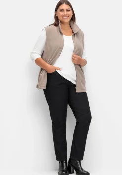 Gerade Jeans mit Smokbund und Used-Effekten<sheego Hot