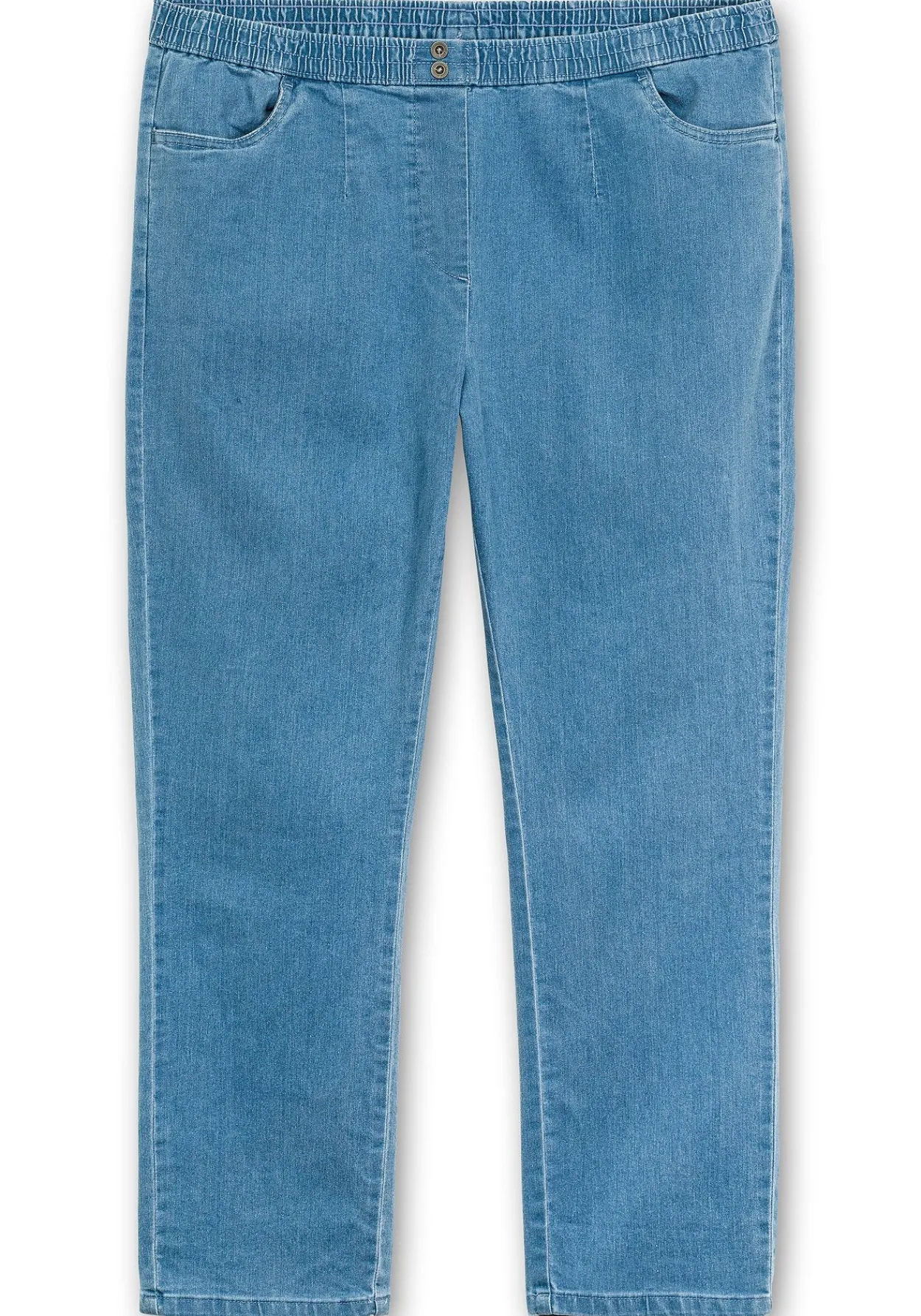 Gerade Jeans mit Smokbund und Used-Effekten<sheego Sale
