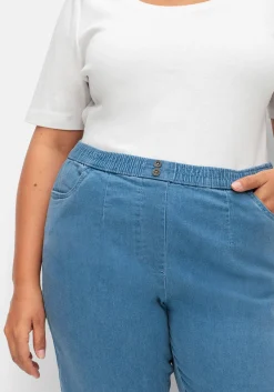 Gerade Jeans mit Smokbund und Used-Effekten<sheego Sale