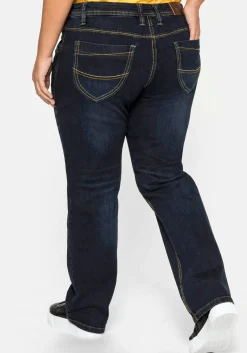 Gerade Stretch-Jeans mit Used-Effekten<sheego Discount