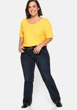 Gerade Stretch-Jeans mit Used-Effekten<sheego Discount
