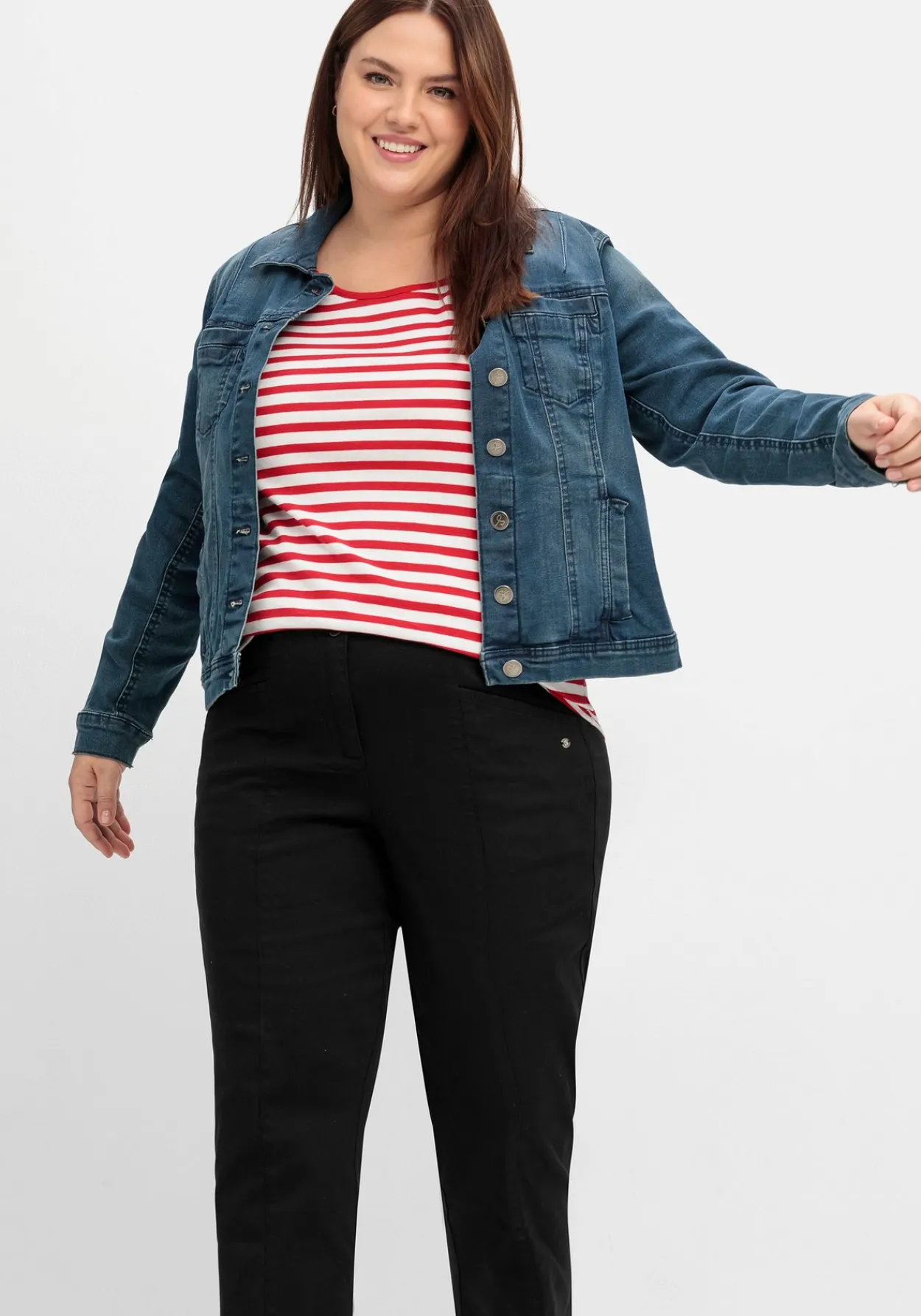 Gerade Twillhose in Curvy-Schnitt PIA, mit Biesen vorn<sheego Discount