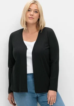Gerippte Shirtjacke mit 1-Knopf-Verschluss<sheego New