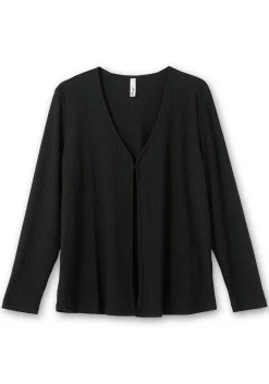 Gerippte Shirtjacke mit 1-Knopf-Verschluss<sheego New