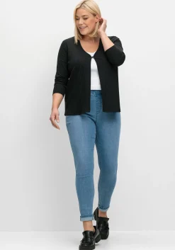 Gerippte Shirtjacke mit 1-Knopf-Verschluss<sheego New