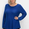 Gerippter Pullover mit spitz zulaufendem Saum<sheego Sale