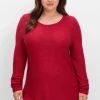 Gerippter Pullover mit spitz zulaufendem Saum<sheego Discount