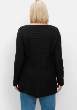 Gerippter Pullover mit spitz zulaufendem Saum<sheego New