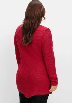 Gerippter Pullover mit spitz zulaufendem Saum<sheego Discount
