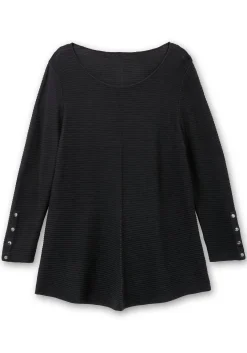 Gerippter Pullover mit spitz zulaufendem Saum<sheego New