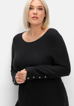 Gerippter Pullover mit spitz zulaufendem Saum<sheego New