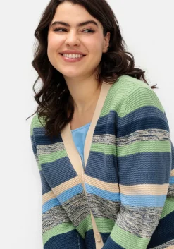 Gestreifte Strickjacke mit V-Ausschnitt<sheego Discount