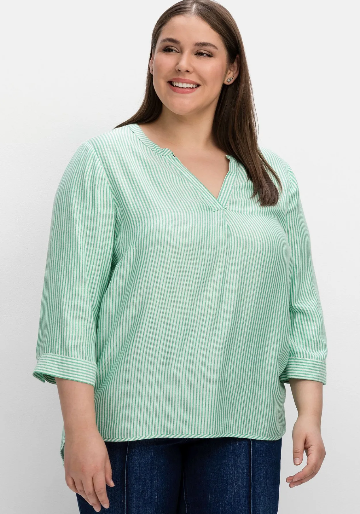 Gestreifte Tunika mit 3/4-Ärmeln, in Twill-Qualität<sheego Fashion