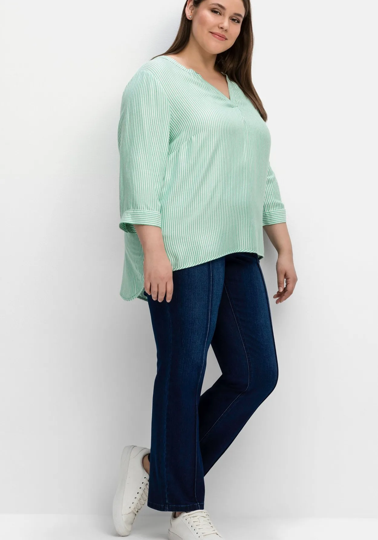 Gestreifte Tunika mit 3/4-Ärmeln, in Twill-Qualität<sheego Fashion