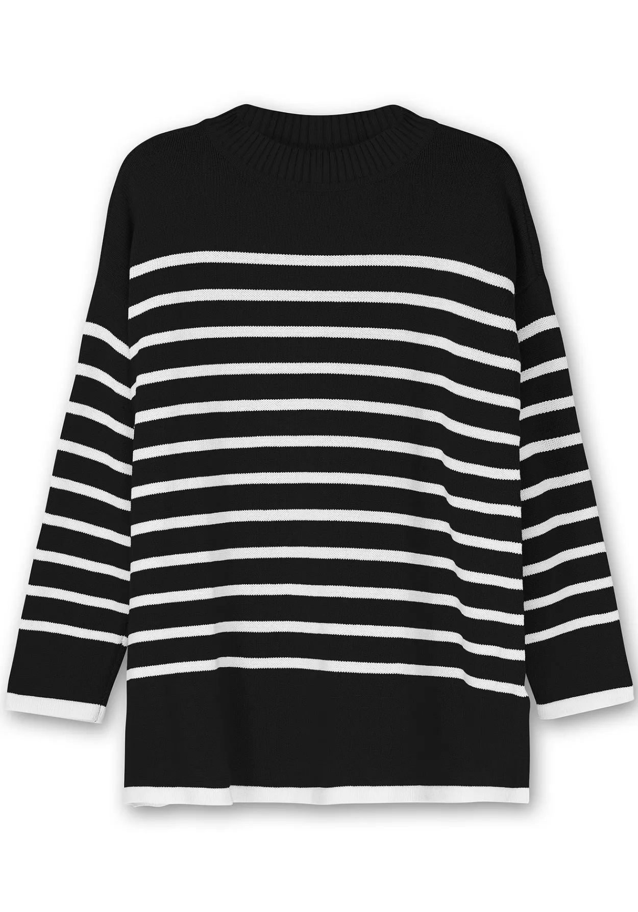 Gestreifter Pullover in A-Linie, mit Seitenschlitzen<sheego Hot