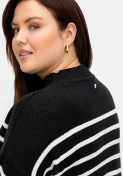 Gestreifter Pullover in A-Linie, mit Seitenschlitzen<sheego Hot