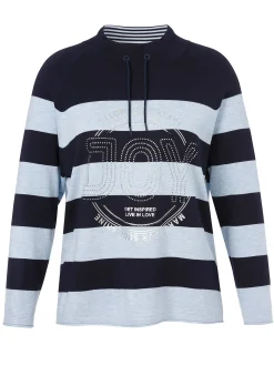 Gestreifter Pullover mit Tunnelzug am Stehkragen<VIA APPIA DUE New