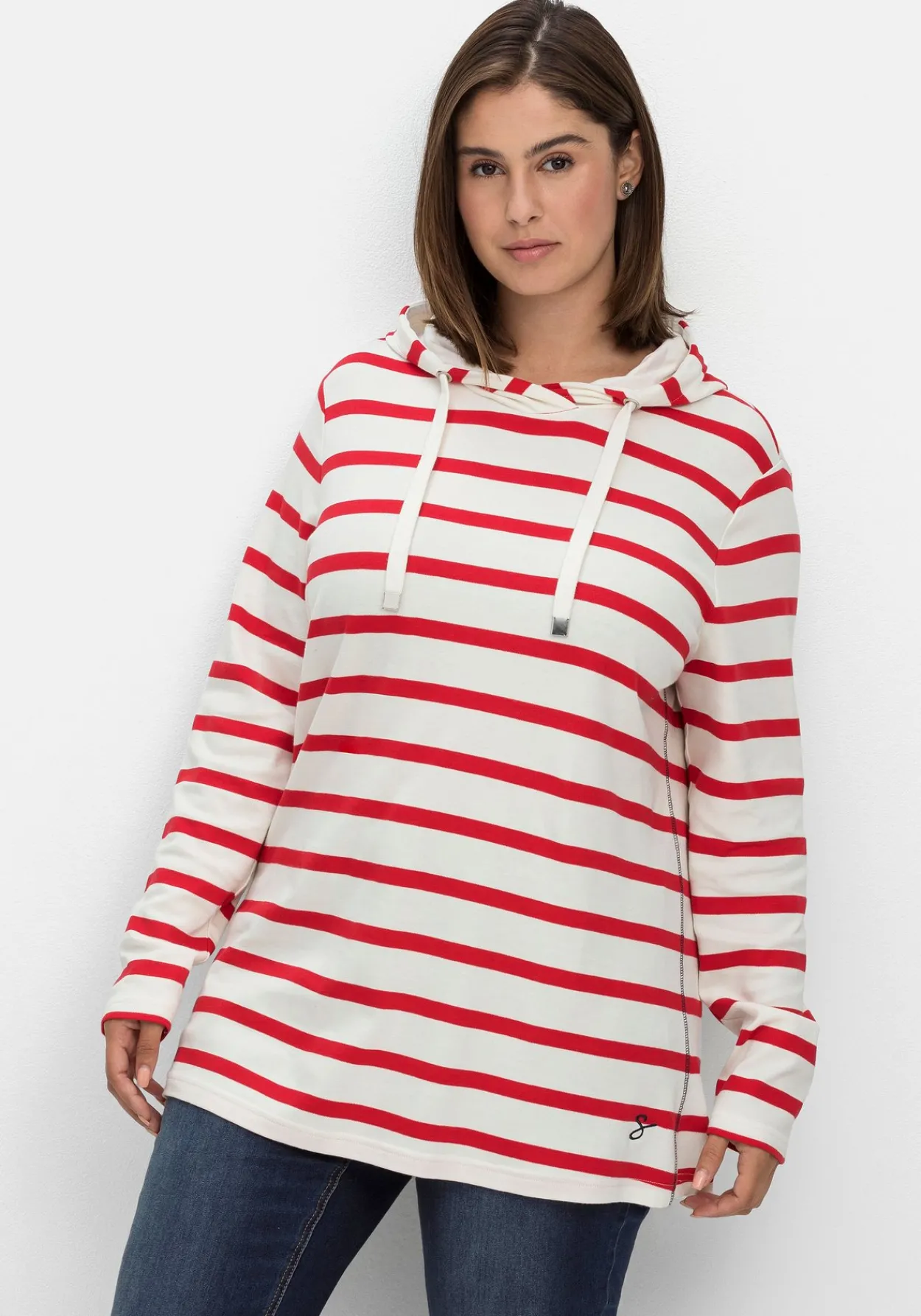 Gestreiftes Langarmshirt mit Kapuze<sheego Outlet