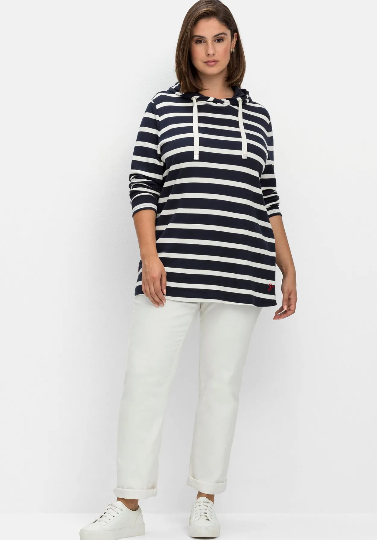 Gestreiftes Langarmshirt mit Kapuze<sheego Online
