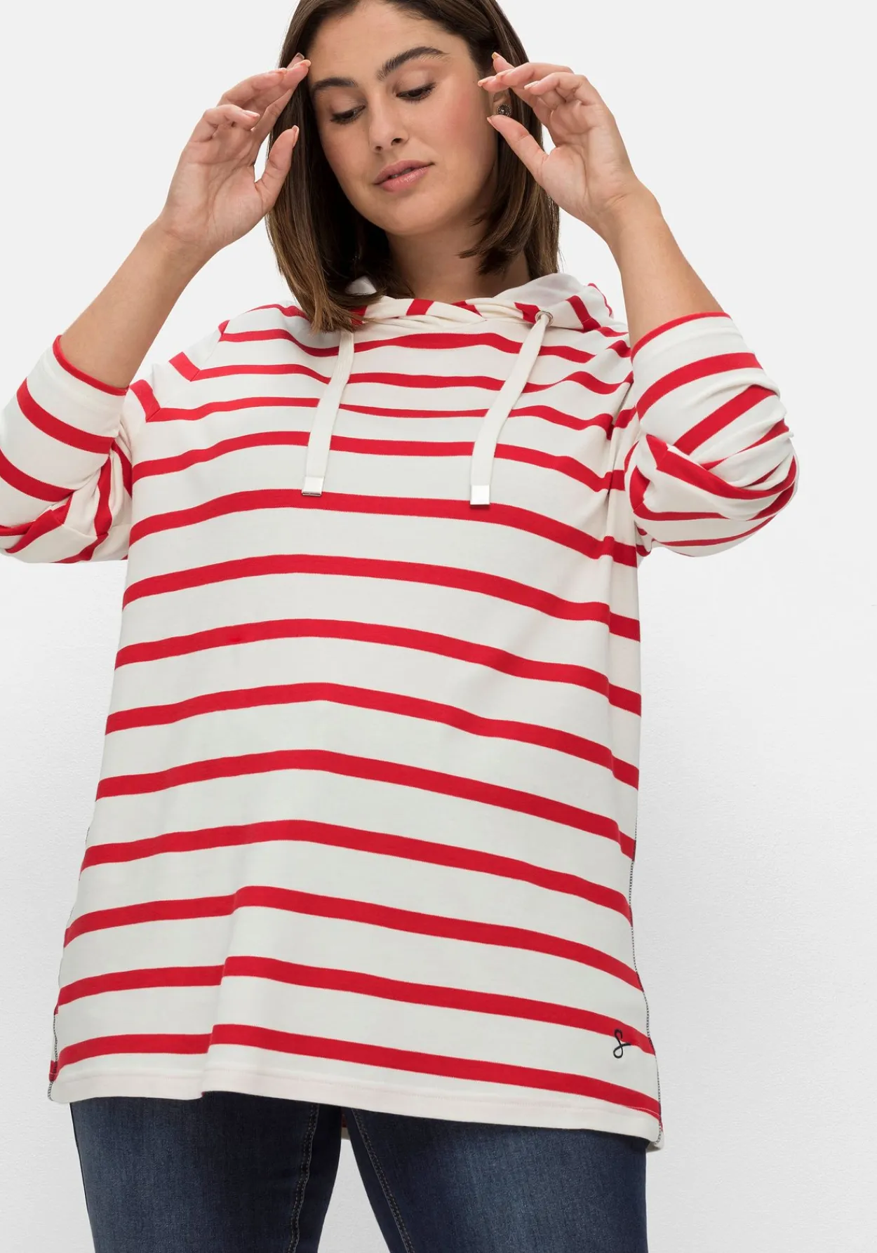 Gestreiftes Langarmshirt mit Kapuze<sheego Outlet