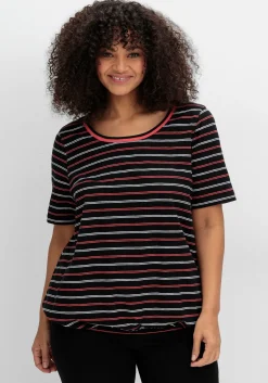 Gestreiftes Shirt mit Gummizugbund<sheego Hot