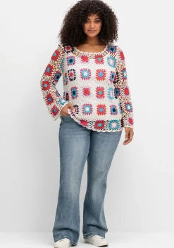 Handgearbeiteter Häkelpullover im Crochet-Muster<sheego by Joe Browns New