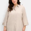 Hemdbluse im Leinen-Mix, mit feinen Streifen<sheego Discount