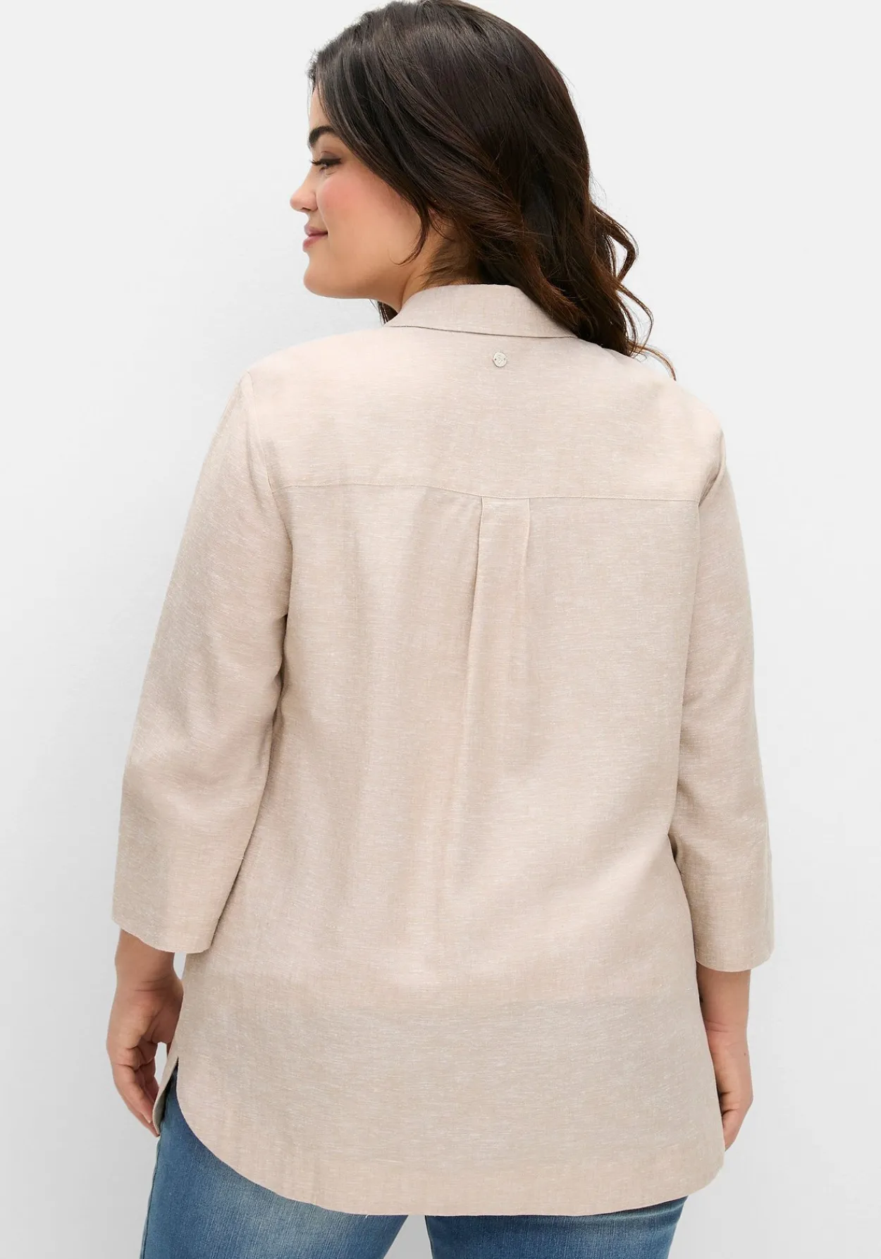 Hemdbluse im Leinen-Mix, mit feinen Streifen<sheego Discount
