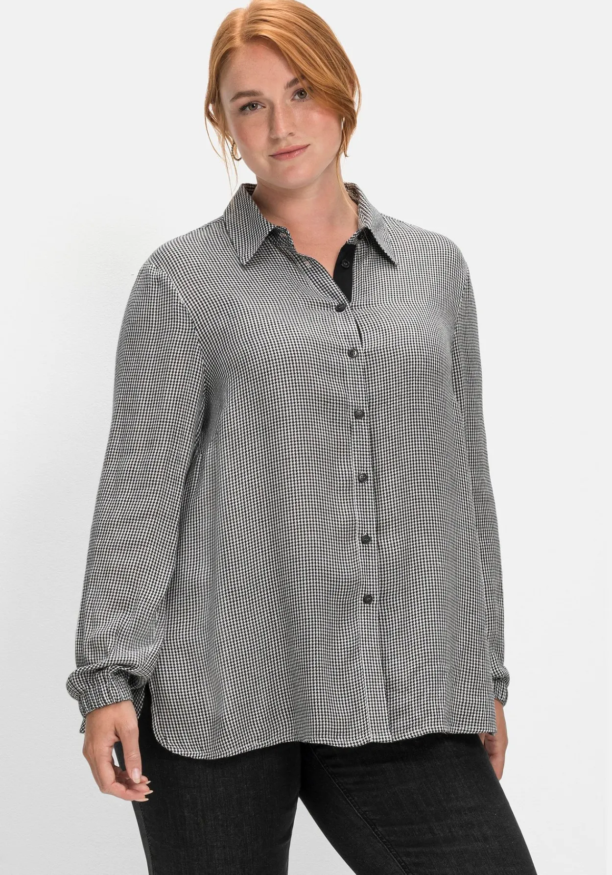 Hemdbluse im Pepitamuster, aus Viskose<sheego Outlet