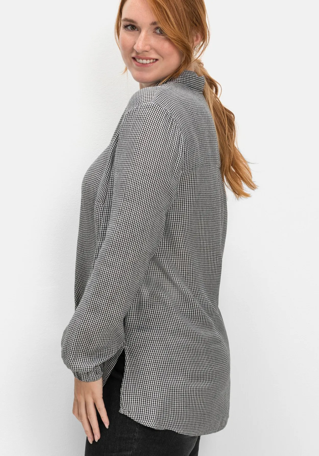 Hemdbluse im Pepitamuster, aus Viskose<sheego Outlet